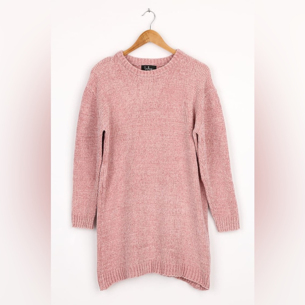 Lulu’s Dusty Pink Chenille Knit Sweater Dress